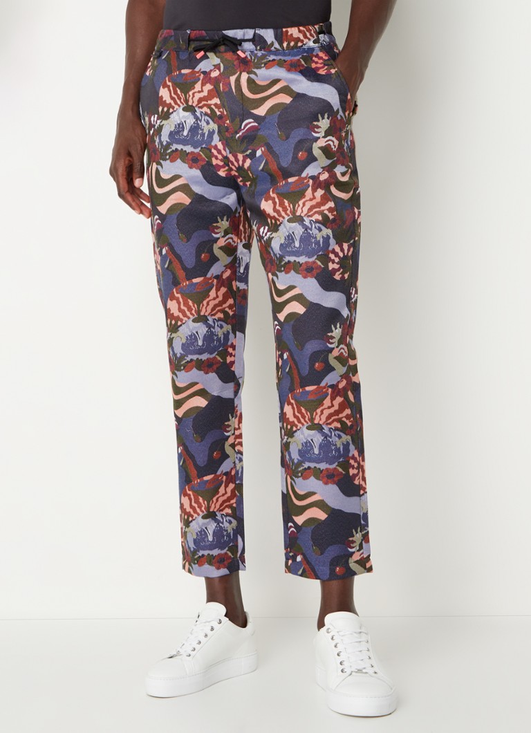 Scotch & Soda - Fave straight fit cropped pantalon met jacquard dessin - Paars