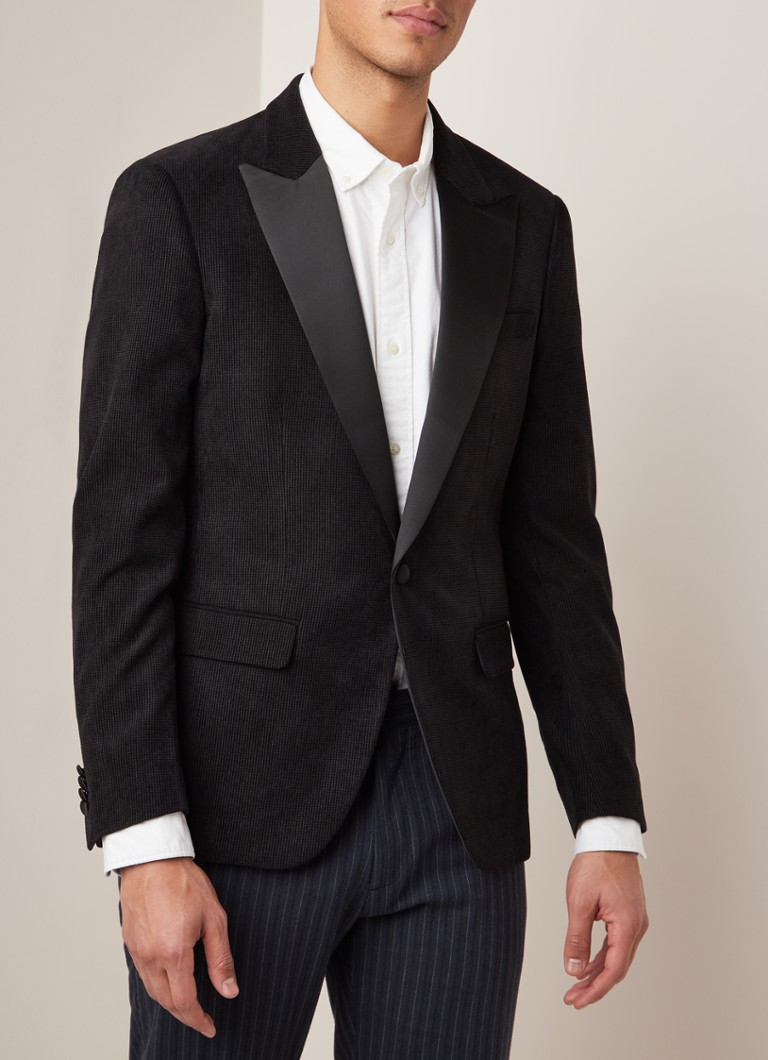 Scotch & Soda - Regular fit colbert van fluweel met revers van satijn - Zwart
