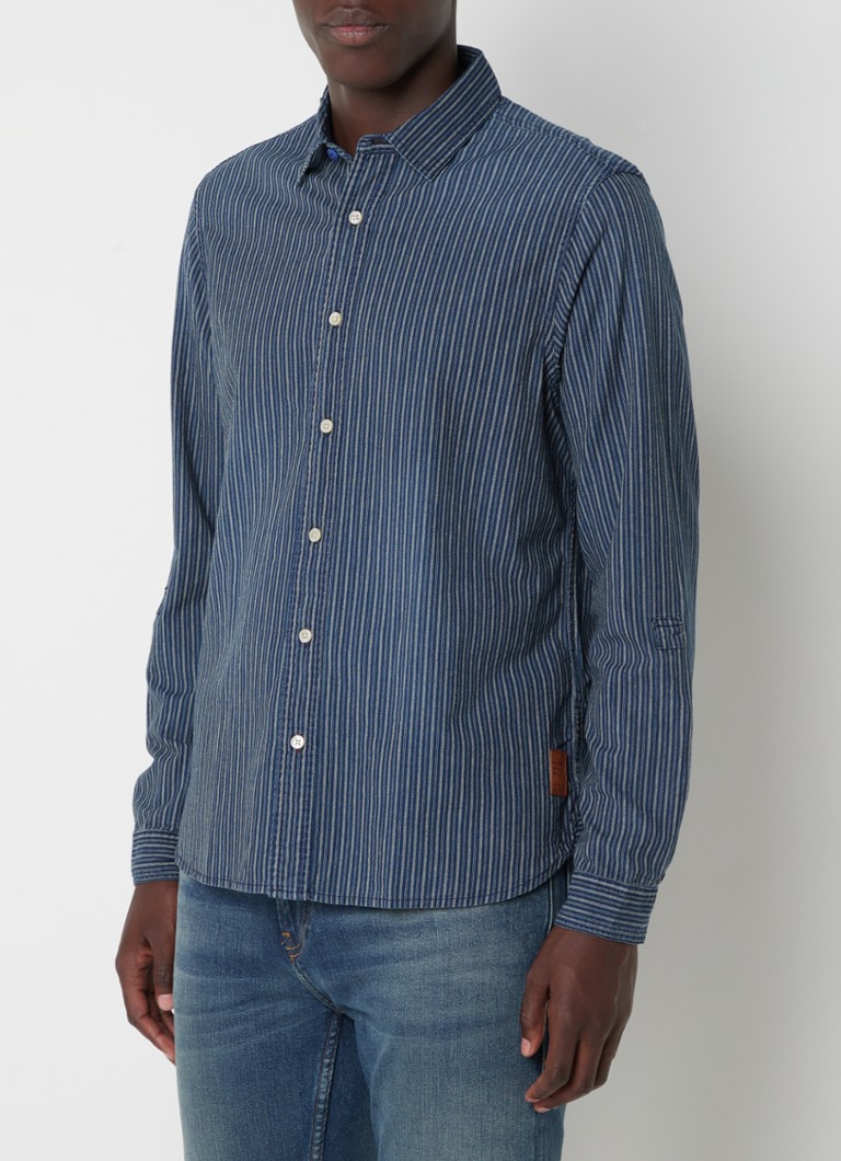 Scotch & Soda - Regular fit overhemd met streepprint - Blauw