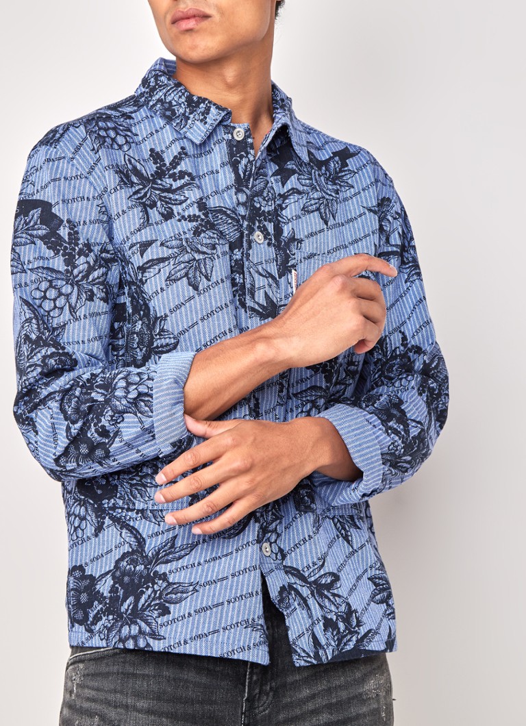 Scotch & Soda - Seasonal overhemd van denim met steekzakken - Indigo