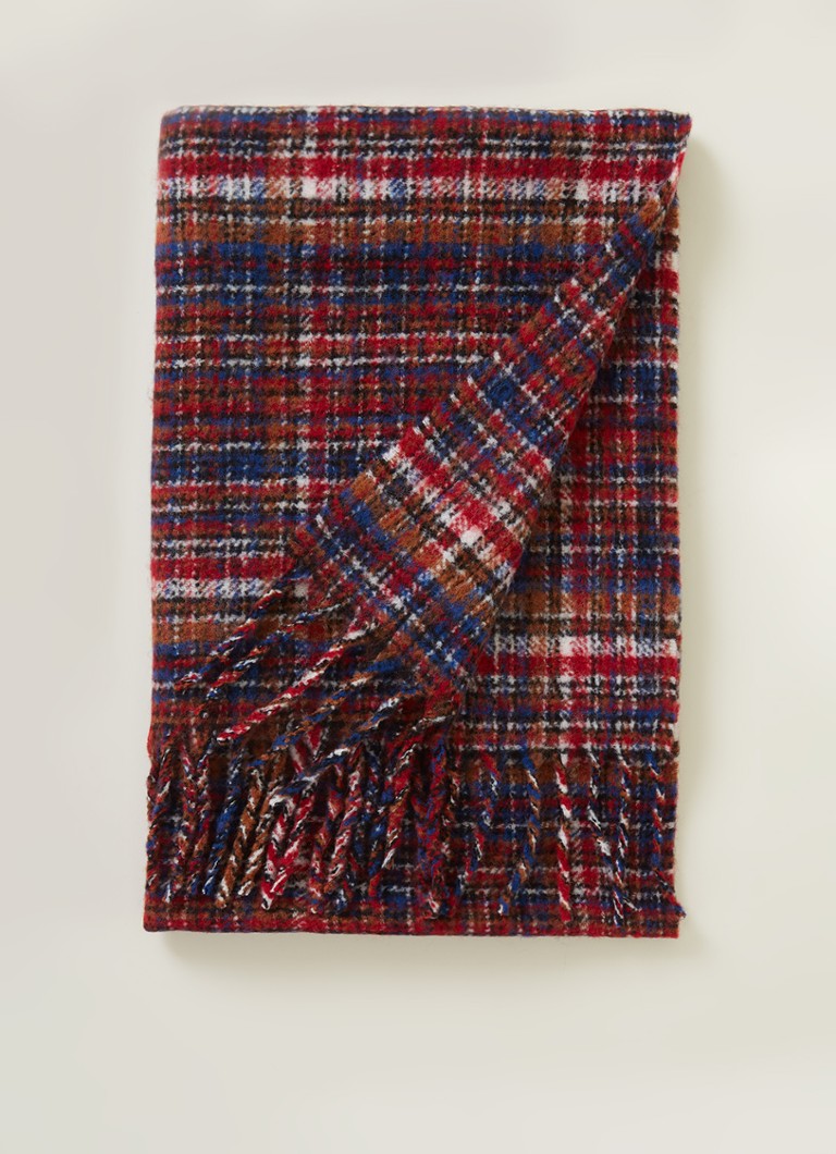 Scotch & Soda - Sjaal in wolblend met ruitdessin 200 x 60 cm - Rood