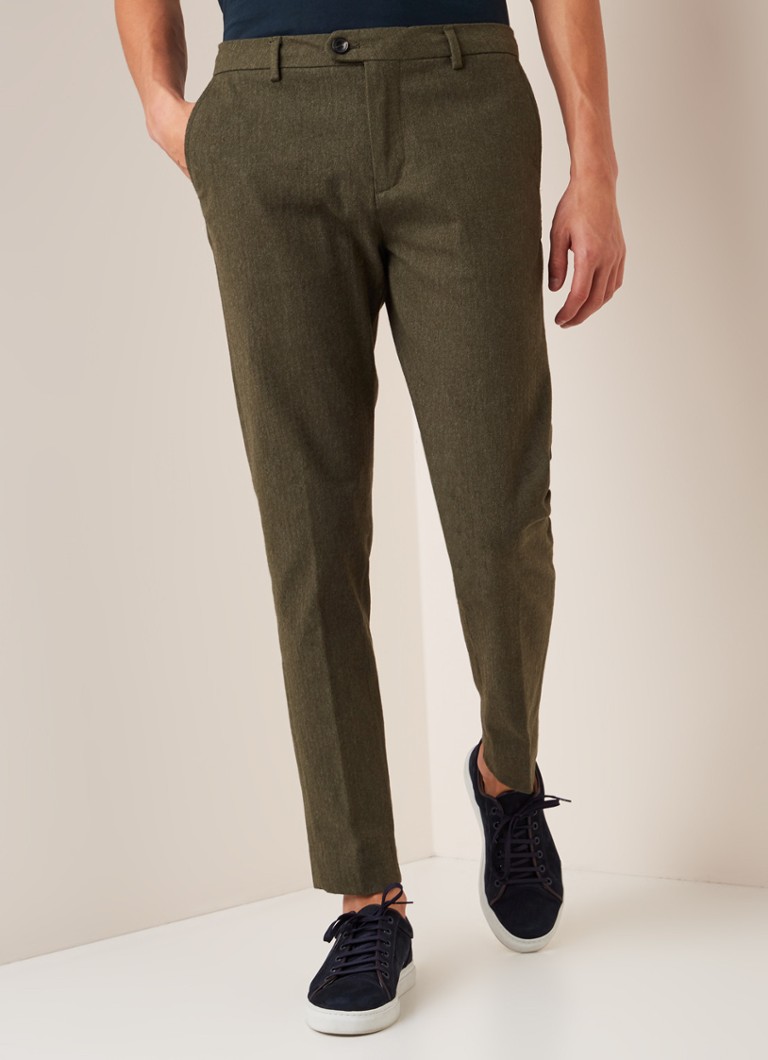 Scotch&Soda - Slim fit pantalon in katoenblend - Legergroen
