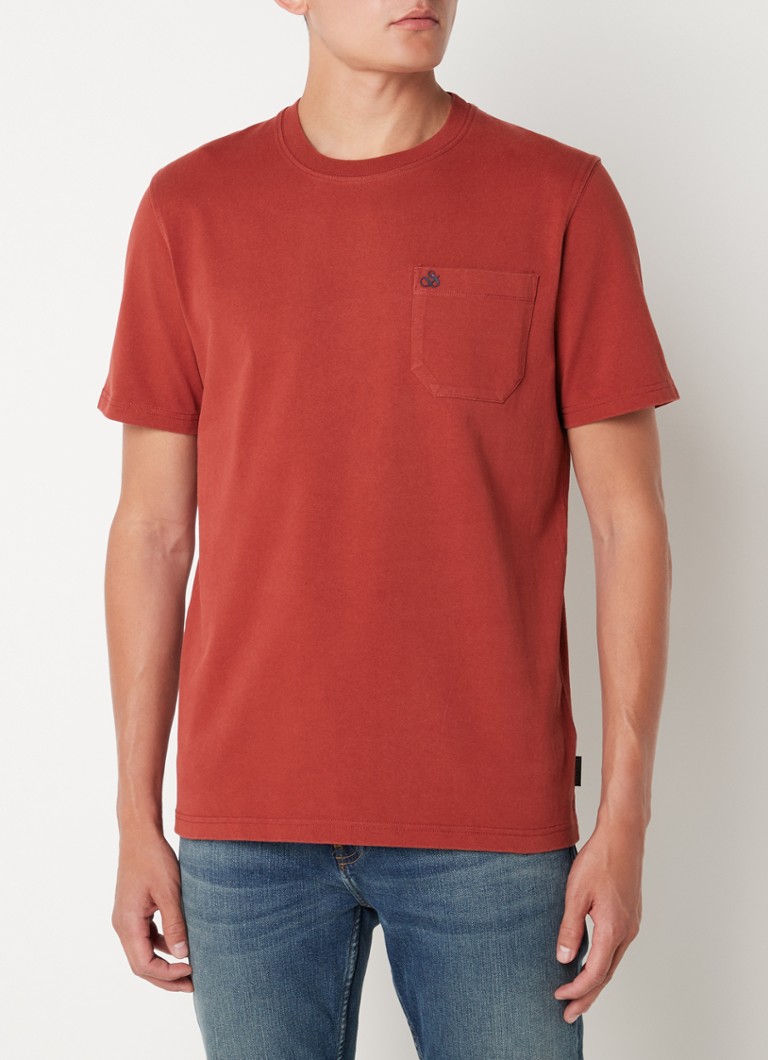 Scotch & Soda - T-shirt met borstzak en stretch  - Rood