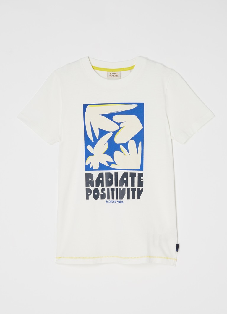 Scotch & Soda - T-shirt van biologisch katoen met logoprint - Wit