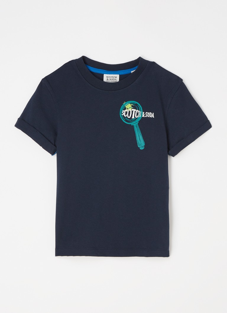 Scotch & Soda - T-shirt van biologisch katoen met print - Donkerblauw