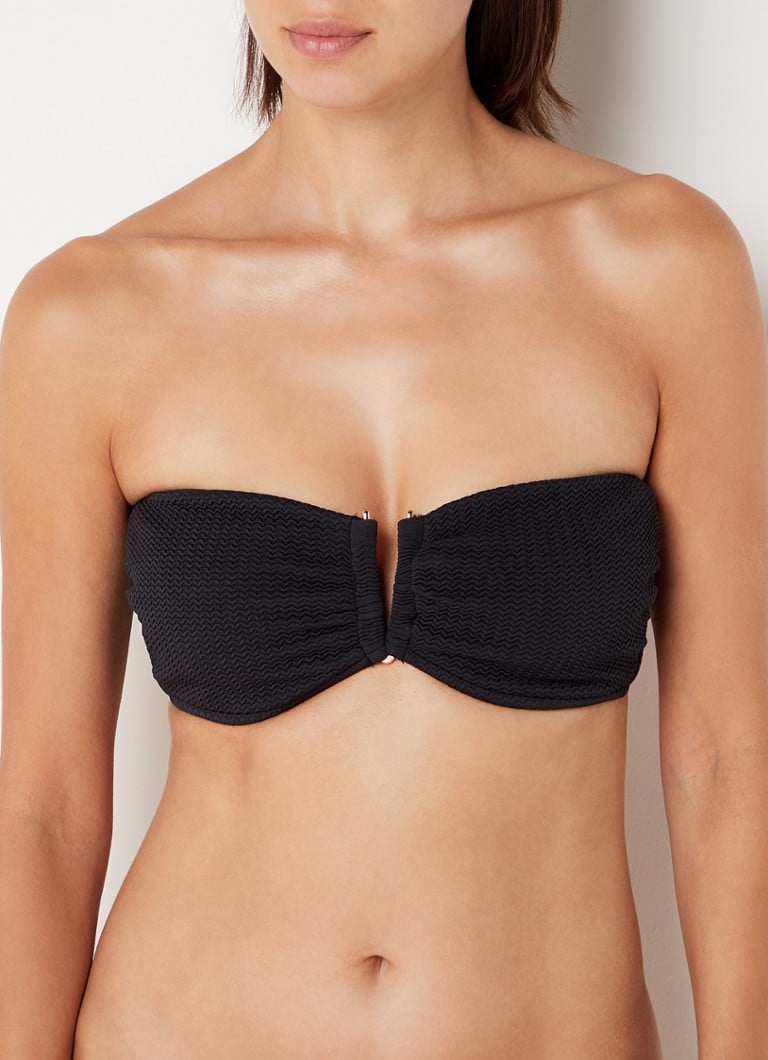 Seafolly - DD bandeau bikinitop met structuur en beugel - Zwart