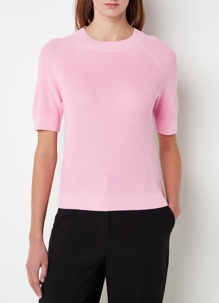 Selected Femme - Elinna grofgebreide trui met korte mouw - Roze