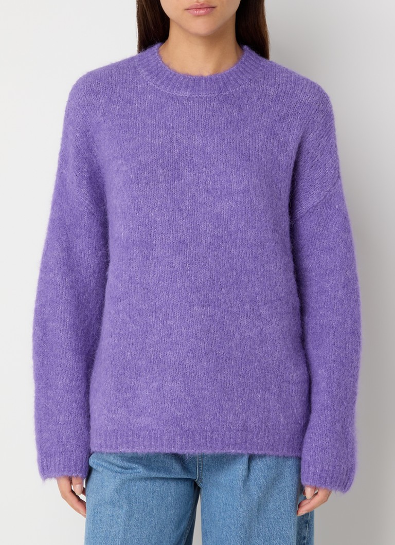 Selected Femme - Gabella grofgebreide trui in alpaca wolblend - Paars