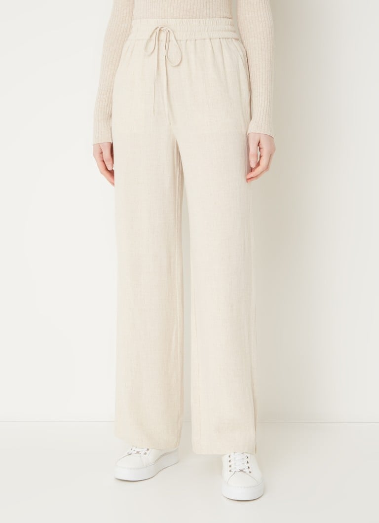 Selected Femme - High waist wide fit pantalon in linnenblend - Beige