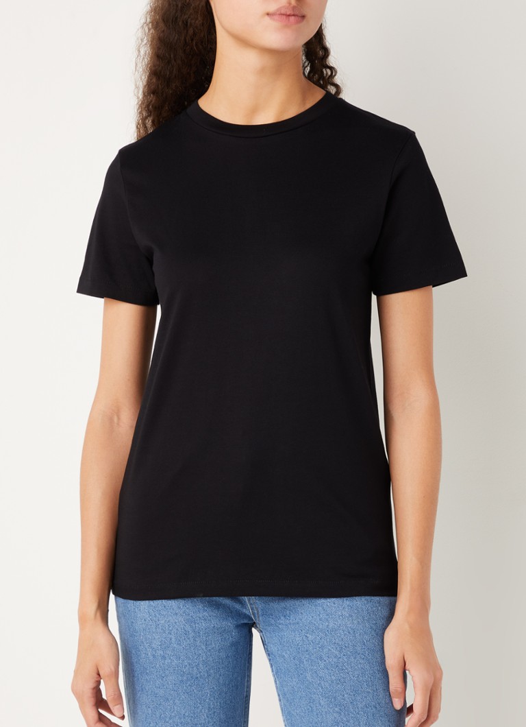 Selected Femme - My Perfect T-shirt van katoen met ronde hals  - Zwart