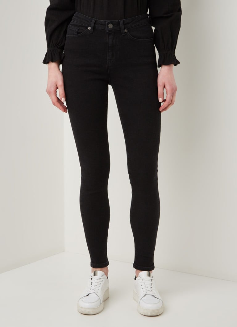 Selected Femme - Sophia mid waist skinny jeans met stretch - Zwart