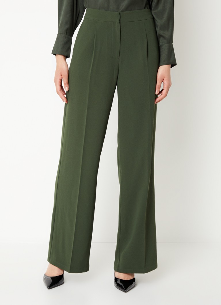 Selected Femme Tinni High Waist Loose Fit Pantalon Met Steekzakken • Legergroen • De Bijenkorf