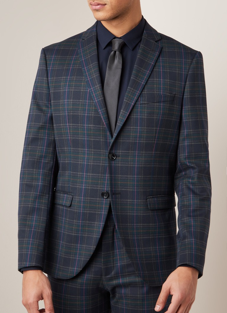 Selected Homme - Mylologan slim fit colbert met ruitdessin - Donkerblauw