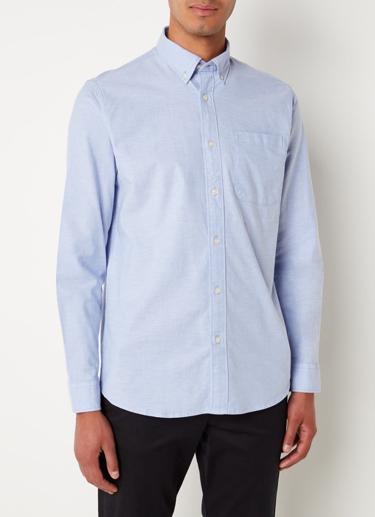 Selected Homme - Regrick regular fit overhemd van biologisch katoen met borstzak - Lichtblauw