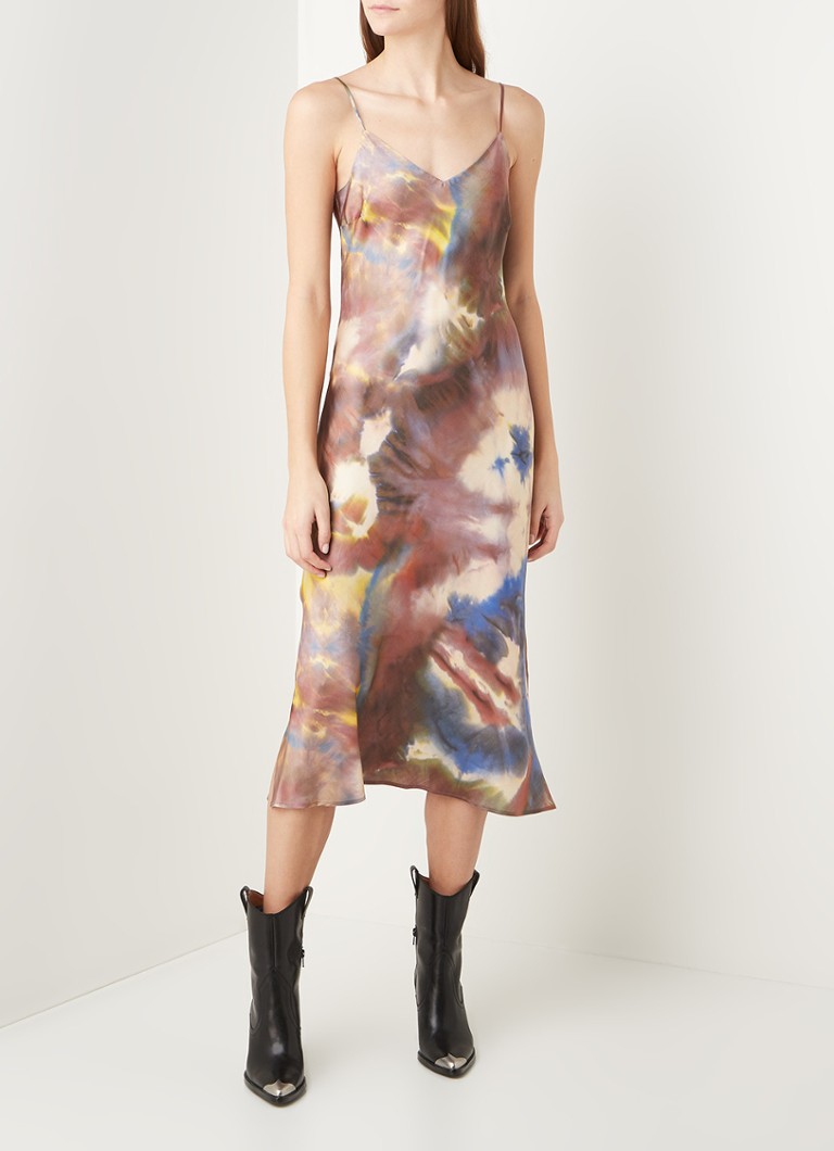 Set Midi jurk in zijdeblend met tie-dye dessin • Bijenkorf