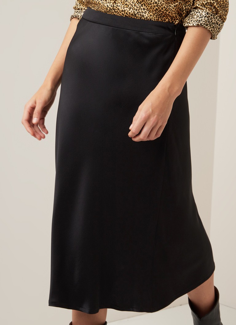 Set - Midirok van satijn met ritssluiting - Zwart