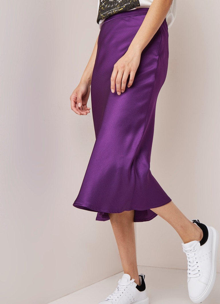 Set - Midirok van satijn met ritssluiting - Paars
