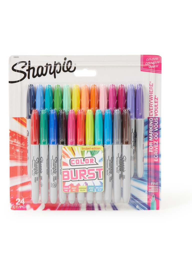 Sharpie - Color Burst permanente markeerstiften met fijne punt set van 24 - Multicolor