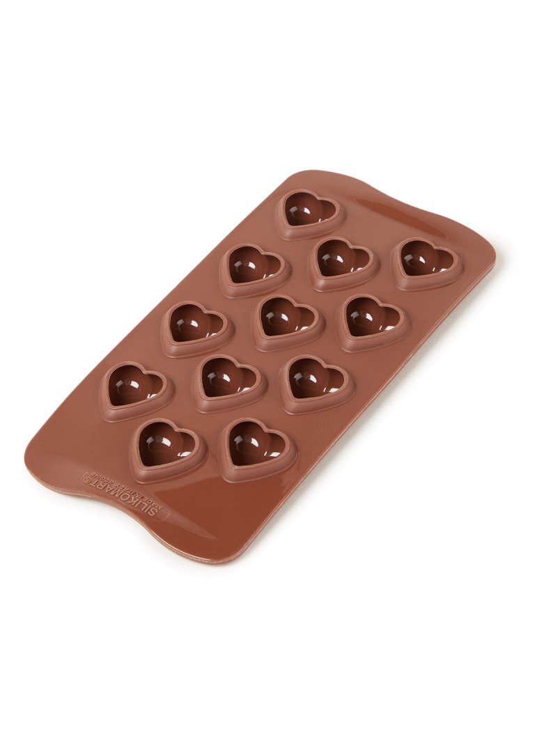 Silikomart - Vorm van siliconen voor chocoladehartjes 12 stuks  - Bruin