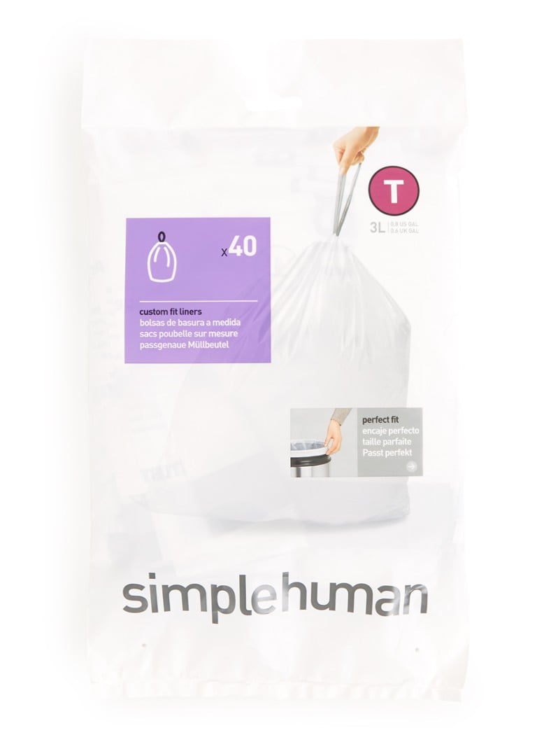Simplehuman - Afvalzakken code T 3L 40 stuks - Wit