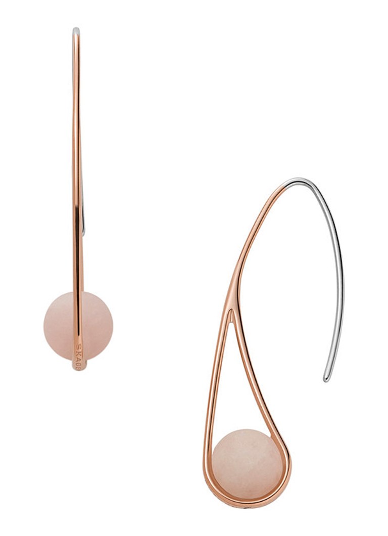 Skagen - Ellen oorbellen met rozenkwarts SKJ1494791 - Roségoud