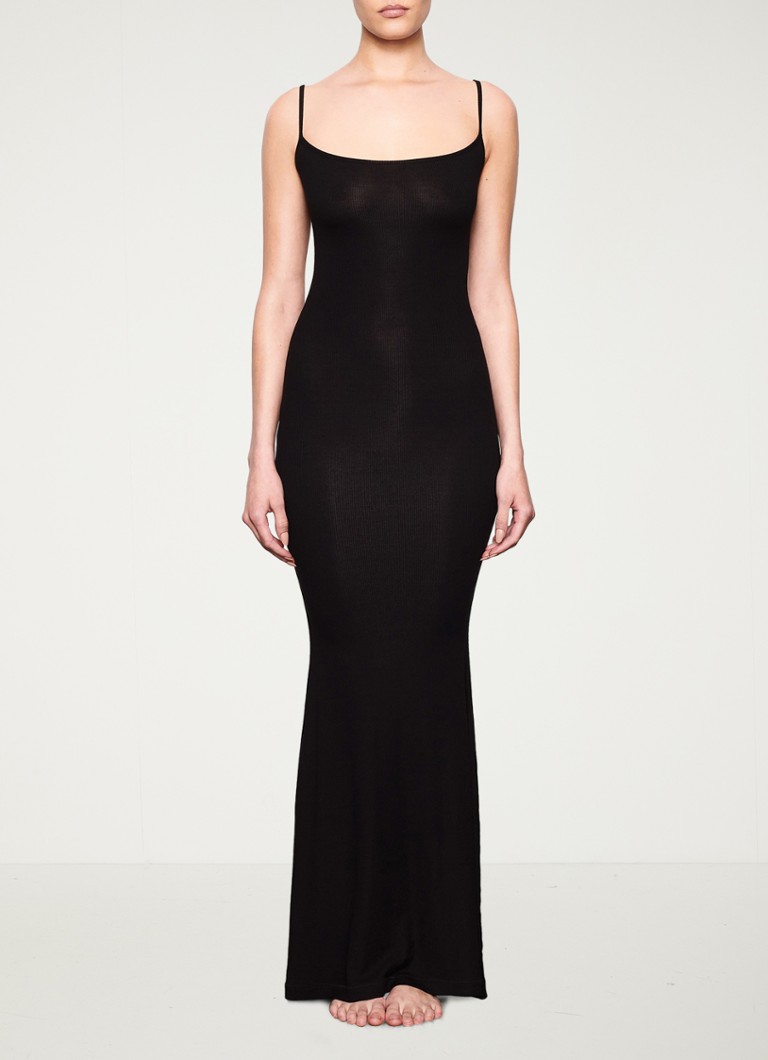 SKIMS - Soft Lounge maxi jurk met ribstructuur - Zwart