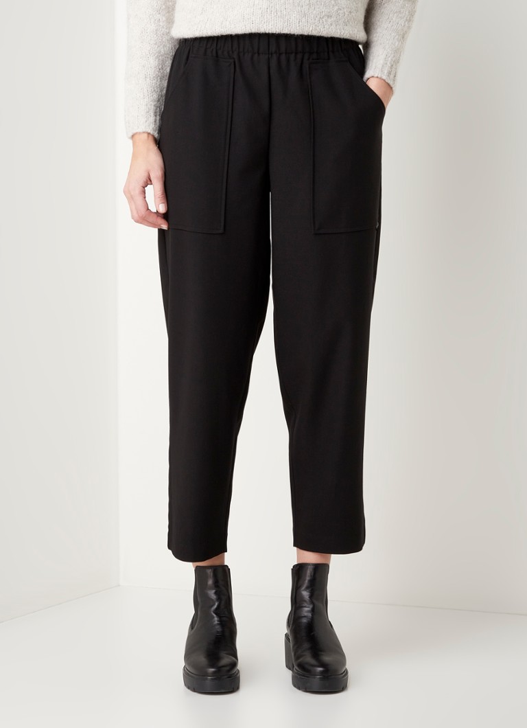 Smith & Soul - High waist tapered fit cropped pantalon in wolblend - Zwart