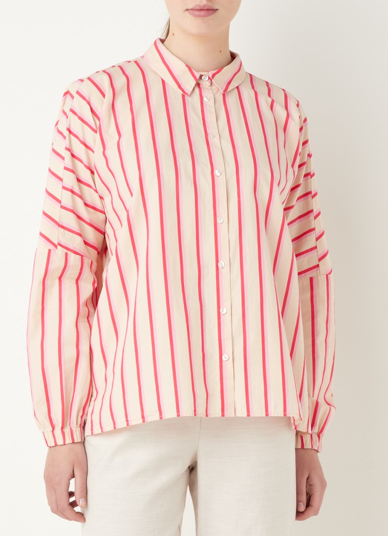 Smith & Soul - Oversized blouse met streepprint en pofmouw - Oudroze