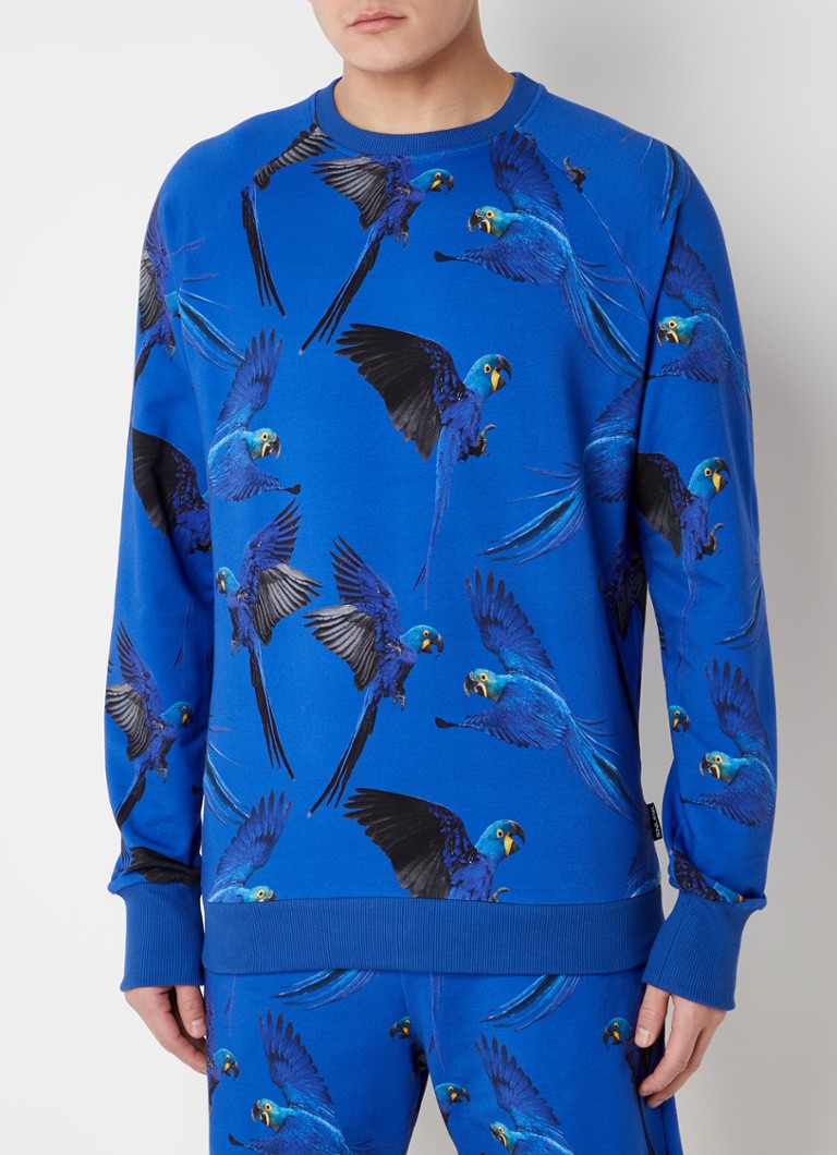 Botanist priester De eigenaar Snurk Blue Parrot pyjamatop van biologisch katoen met print • Kobaltblauw •  de Bijenkorf