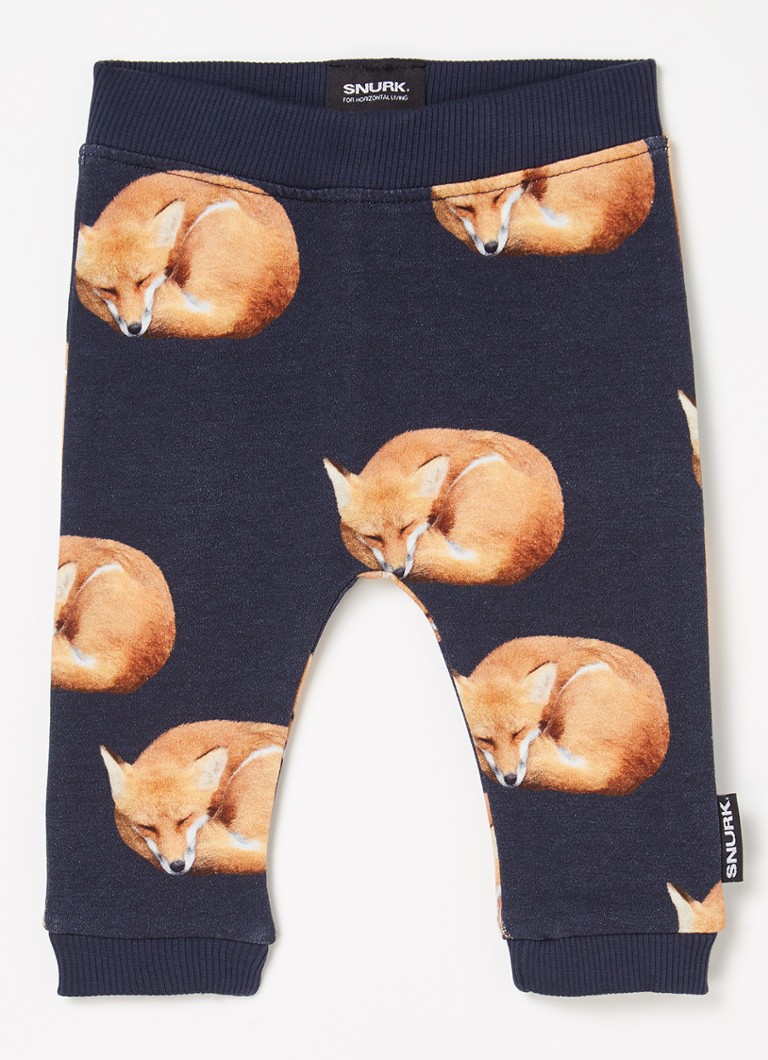 Snurk - Fox pyjamabroek van biologisch katoen met print - Donkerblauw