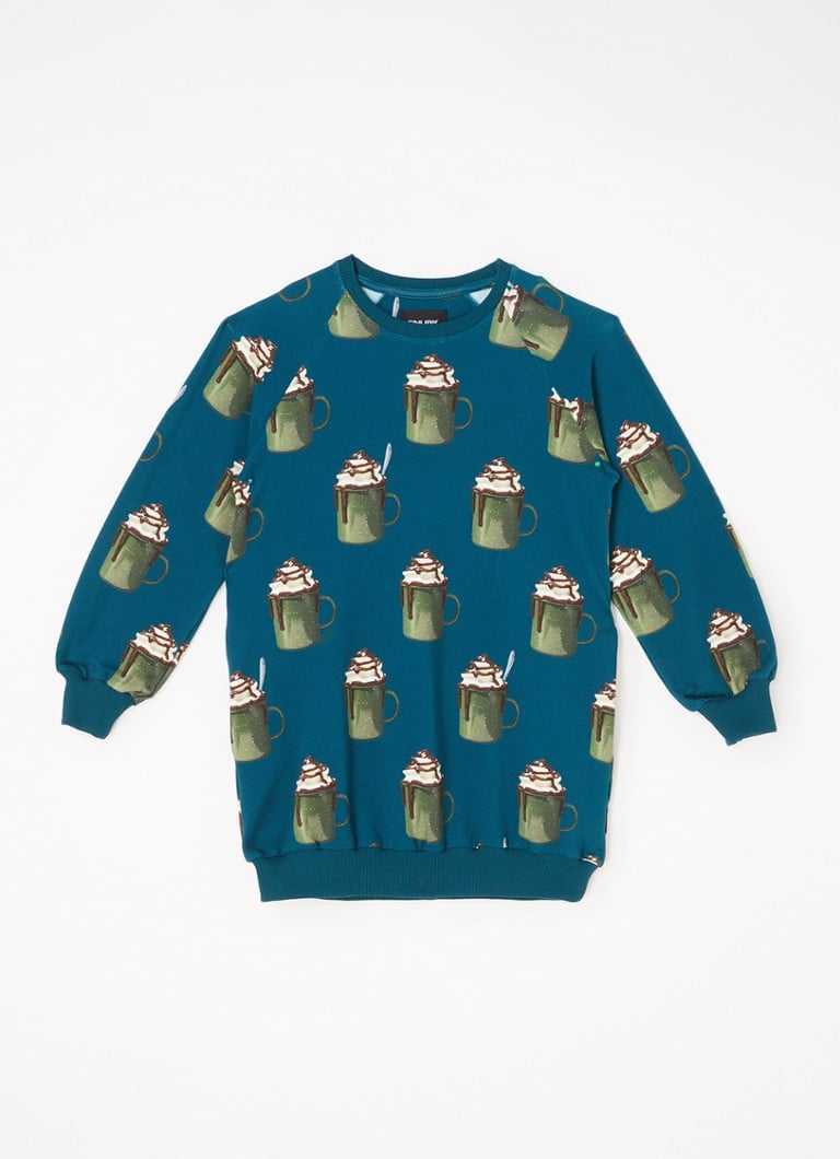 Snurk - Hot Choco sweater van biologisch katoen met print - Petrol