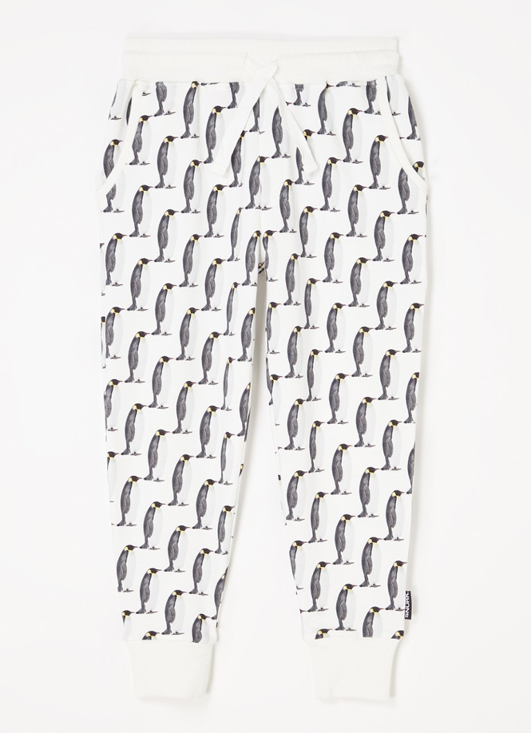 Snurk - Penguin pyjamabroek van biologisch katoen met print  - Wit
