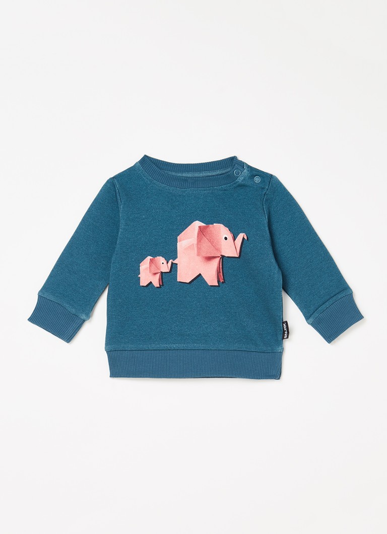 Snurk - Pink Elephant pyjamatop van biologisch katoen met print - Blauwgrijs