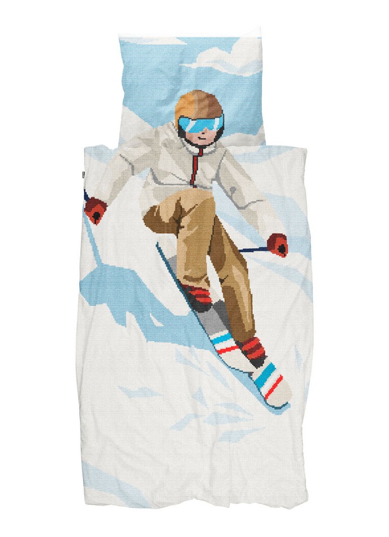 Snurk Ski Boy katoenen kinderdekbedovertrekset 160TC inclusief kussenslopen • Wit • de Bijenkorf