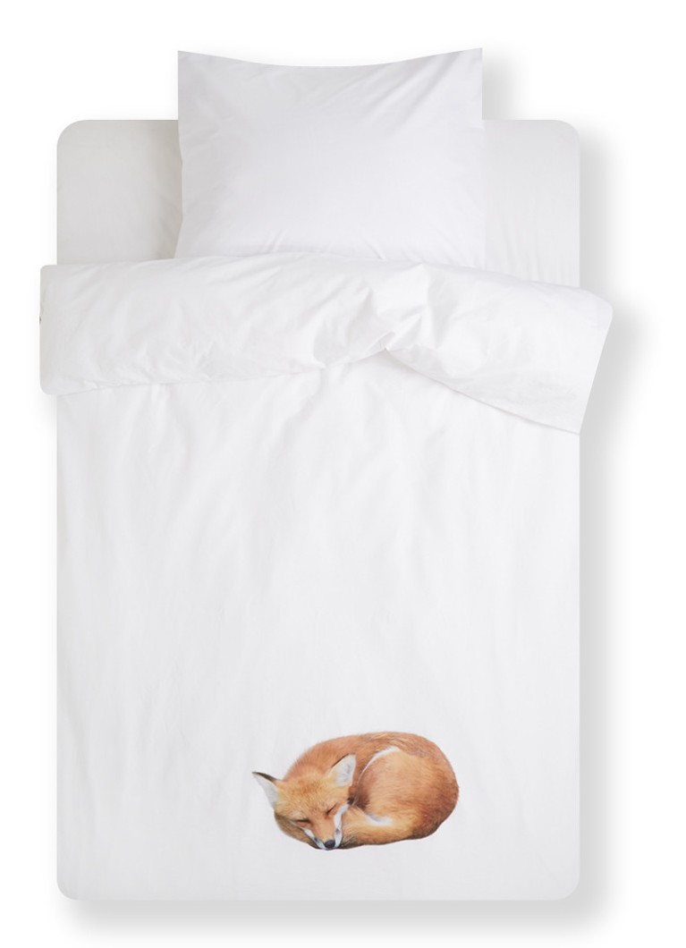 Snurk - Sleeping Fox dekbedovertrekset van biologisch katoen perkal 160TC - inclusief kussenslopen - Wit