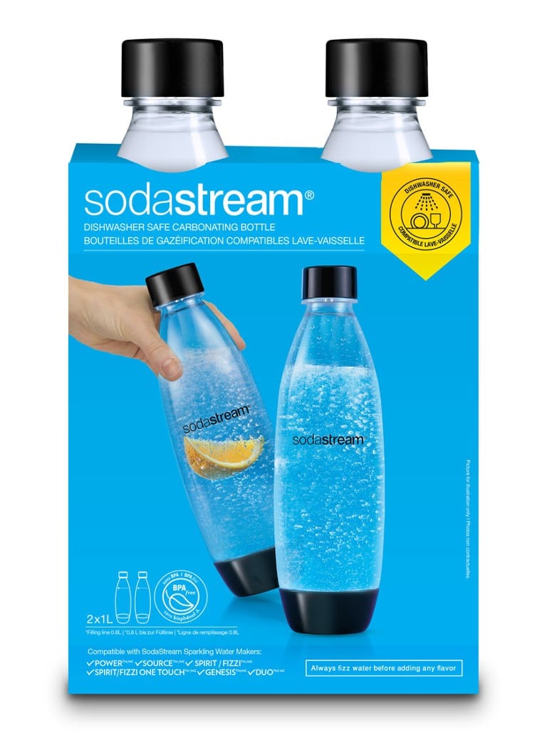 SodaStream - Duo-pack fles 1 liter voor bruiswatertoestel 2 stuks - Transparant