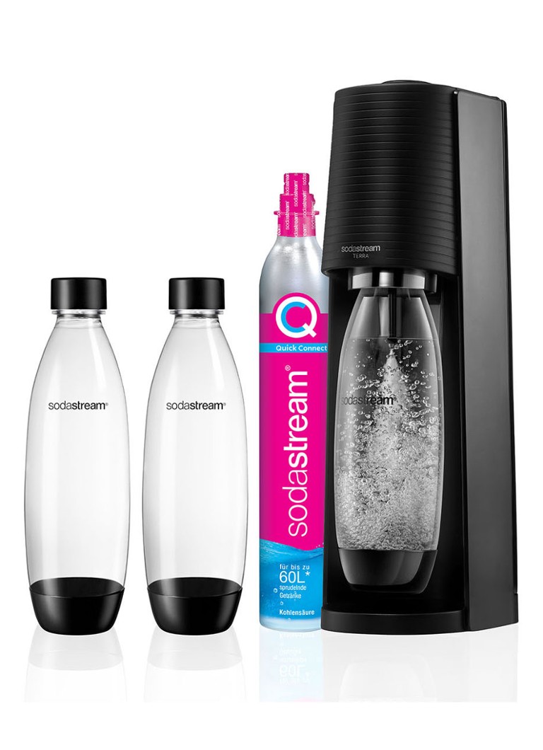 SodaStream - TERRA Megapack bruiswatertoestel 4-delig inclusief Quick Connect koolzuur Cilinder - Zwart