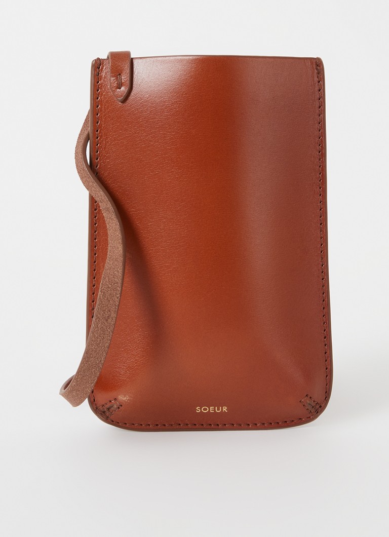 Soeur Noe crossbody telefoonhoes van leer • Cognac • de Bijenkorf