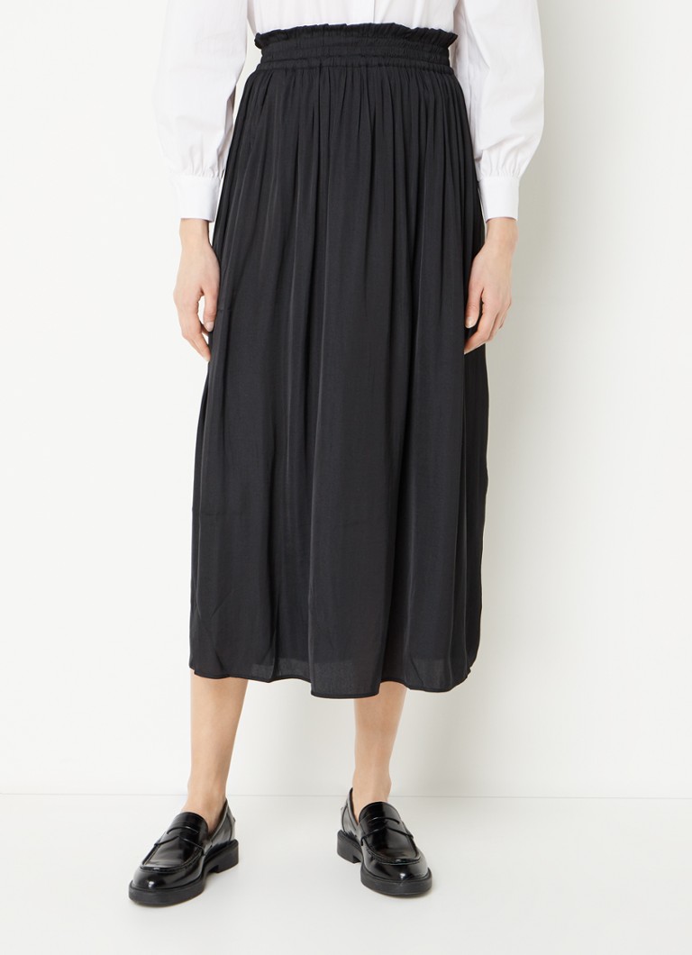 GORGLITTER Maxirok voor dames, rockabilly, vintage, lange rok, strakke vrijetijdsrok, hoge taille, partyrok, zwart, S