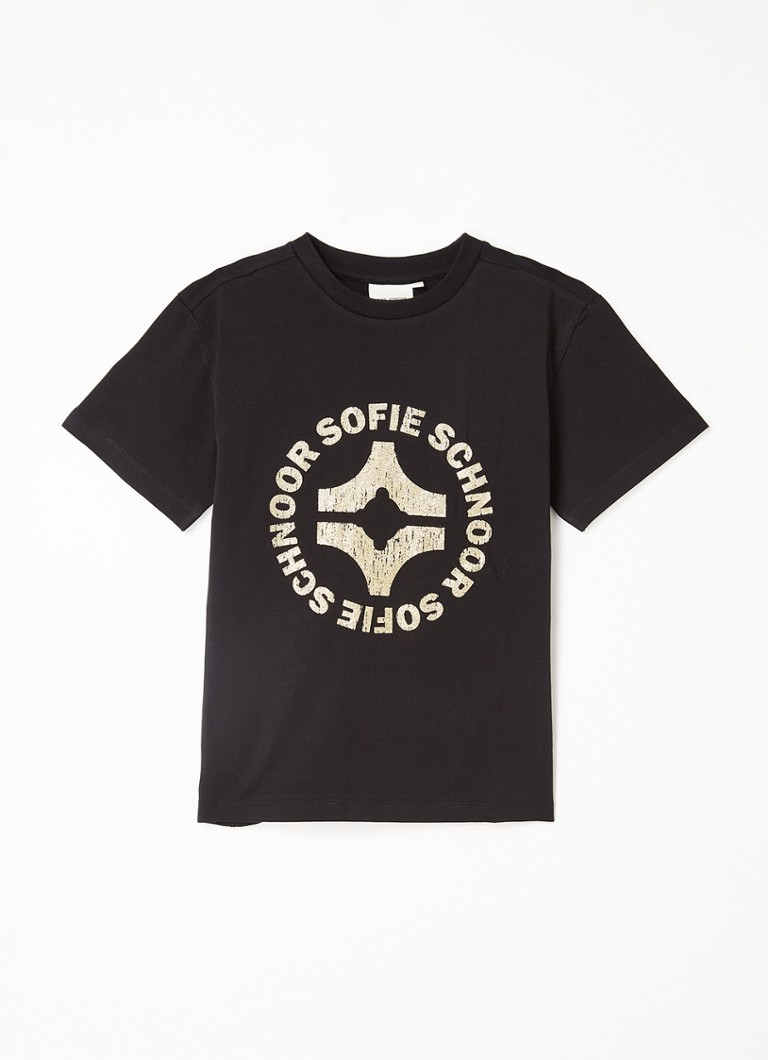 Sofie Schnoor - T-shirt met logoprint van glitter - Zwart