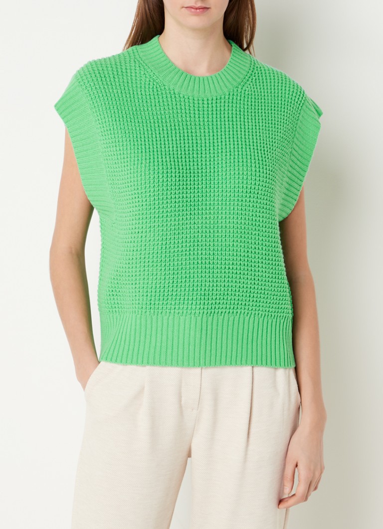 someday. - Grofgebreide spencer in wolblend - Groen