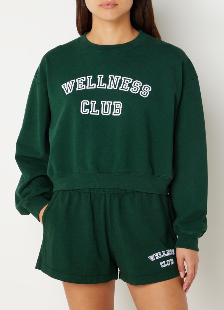 Sporty & Rich Wellness Club oversized cropped sweater met logoborduring ...