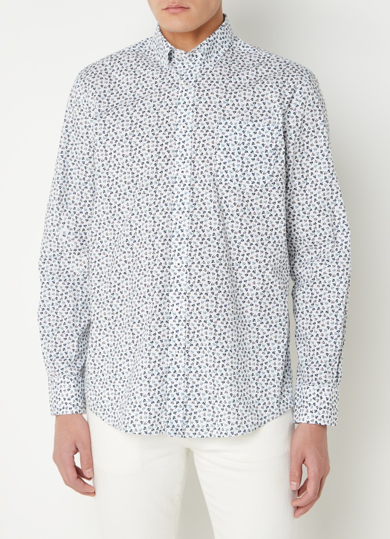 State of Art - Regular fit overhemd met print - Kobaltblauw