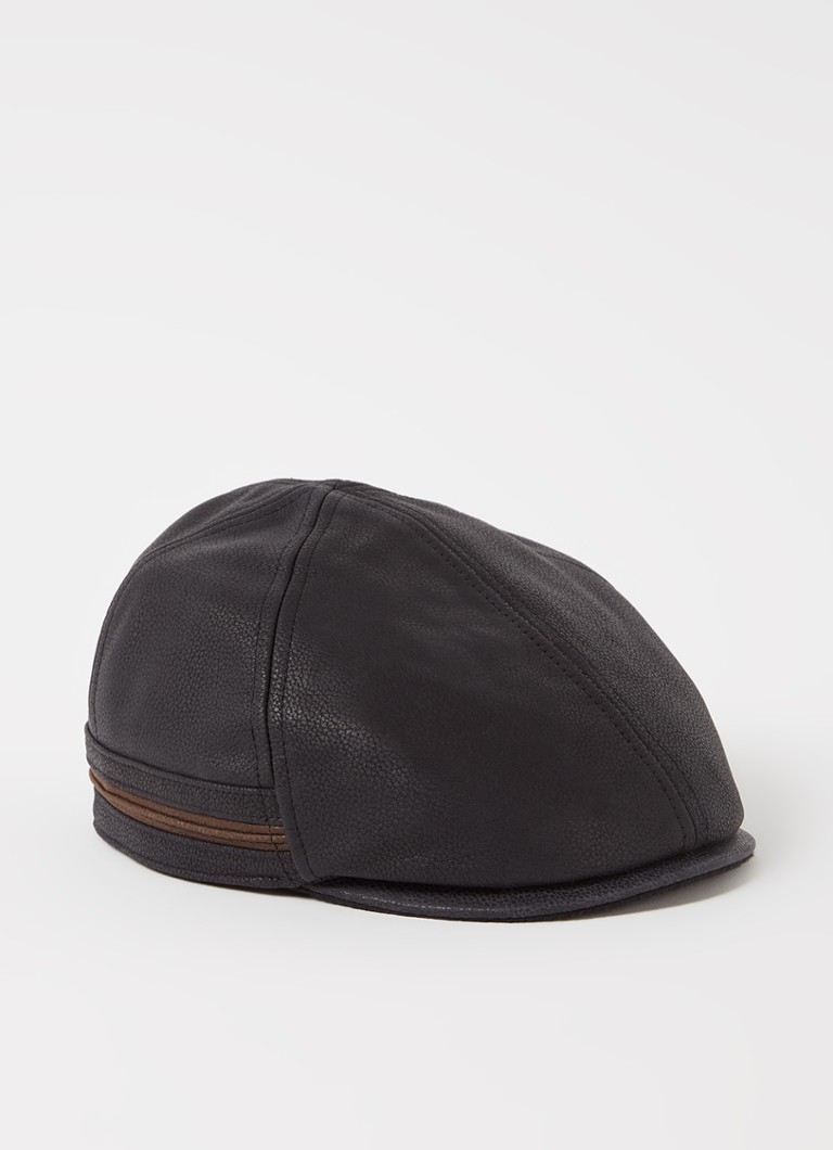 Stetson Redding flat cap van leer • Zwart • de Bijenkorf