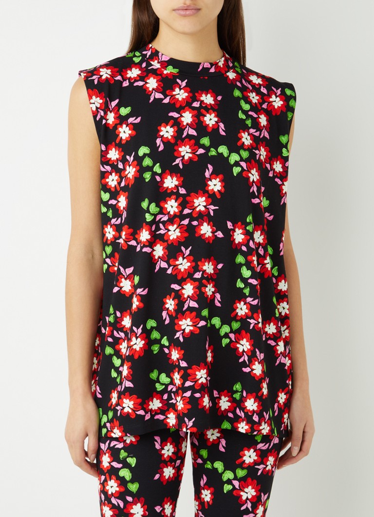 Stieglitz Althaea mouwloze top in viscoseblend met bloemenprint • Zwart • de Bijenkorf