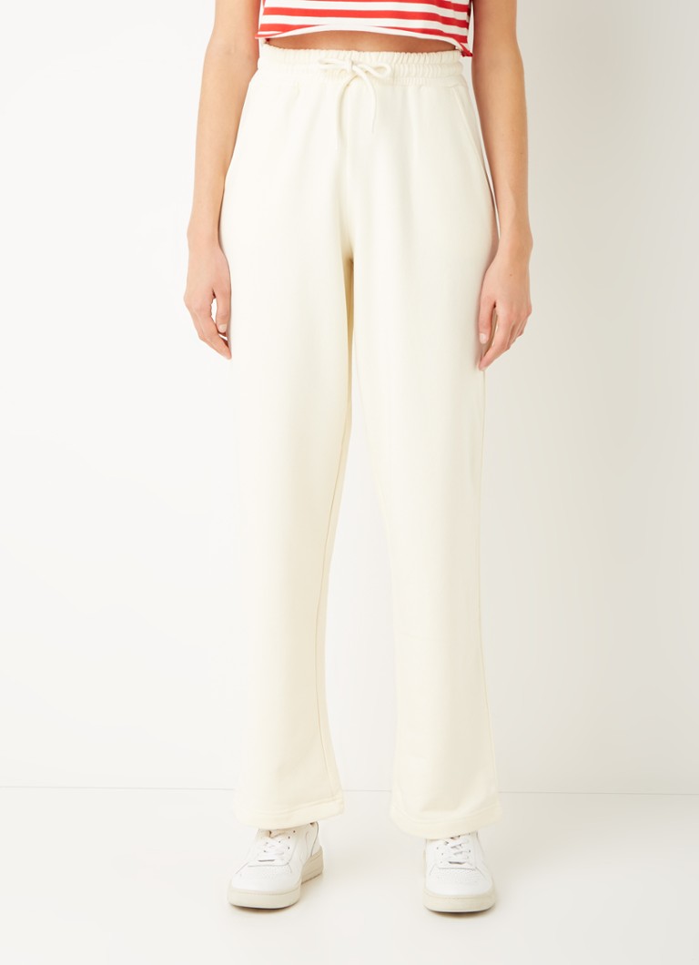 Stieglitz Baggy high waist straight fit joggingbroek in katoenblend • Gebroken wit • de Bijenkorf