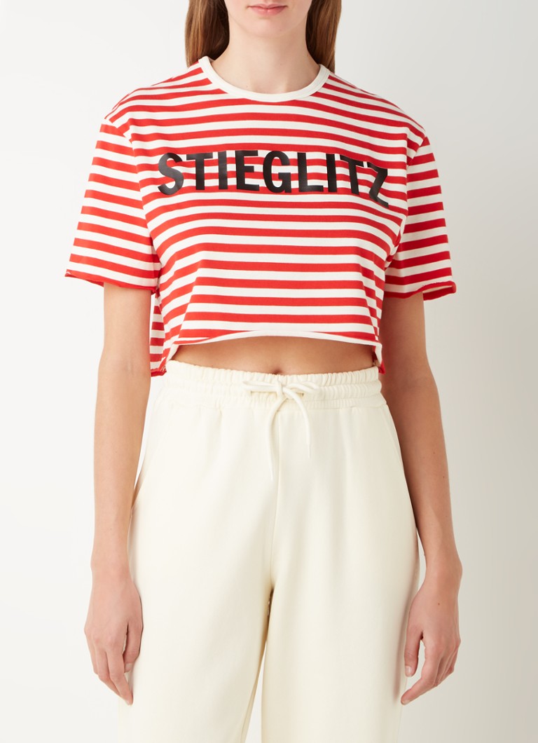 Stieglitz Bambi cropped Tshirt van biologisch katoen met logoprint • Rood • de Bijenkorf