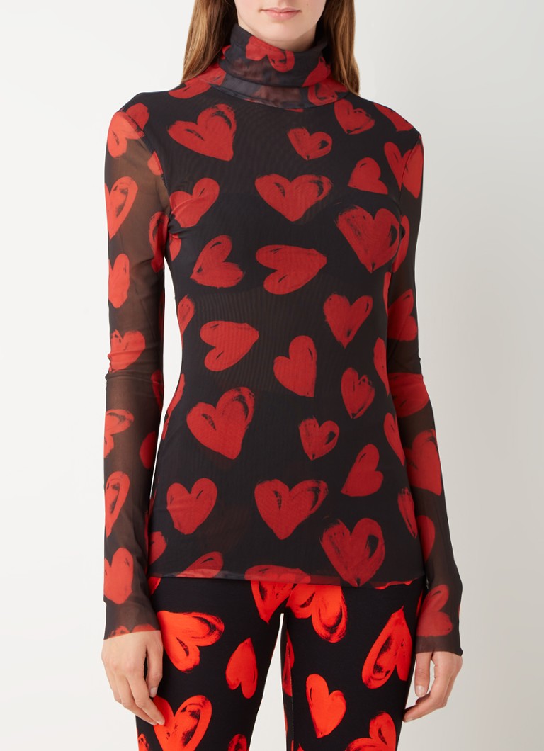 Stieglitz Emilia semitransparante top van mesh met print • Rood • de Bijenkorf
