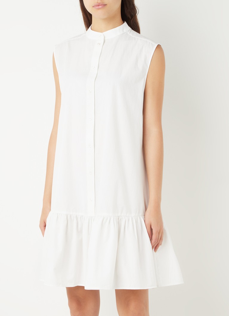 Stieglitz Mayra mini blousejurk van biologisch katoen met volant • Gebroken wit • de Bijenkorf