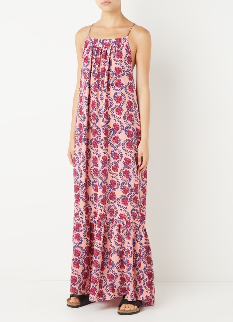 Stieglitz Nalini maxi halterjurk van viscose met bloemenprint • Zalmroze • de Bijenkorf